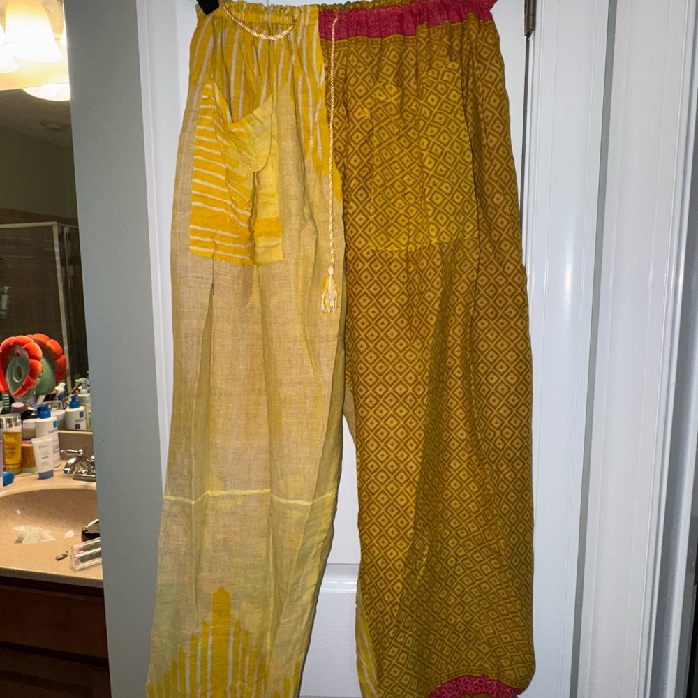 Yellow and Pink Women's Pants